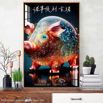 file tranh con giap hoi con heo decor 242
