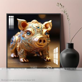 file tranh con giap hoi con heo decor 245