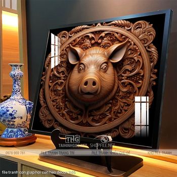file tranh con giap hoi con heo decor 246