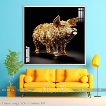 file tranh con giap hoi con heo decor 253