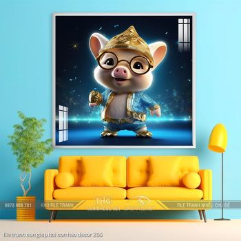 file tranh con giap hoi con heo decor 255