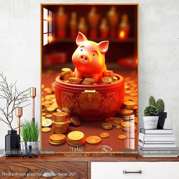 file tranh con giap hoi con heo decor 267