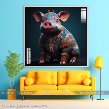 file tranh con giap hoi con heo decor 300