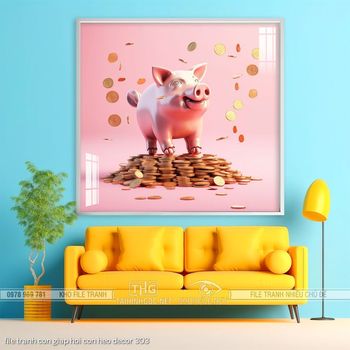 file tranh con giap hoi con heo decor 303