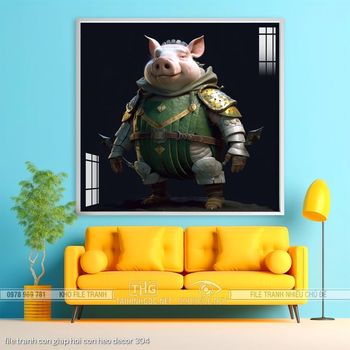 file tranh con giap hoi con heo decor 304