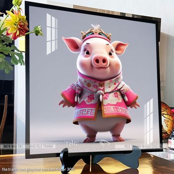 file tranh con giap hoi con heo decor 305