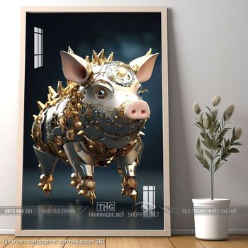 file tranh con giap hoi con heo decor 319