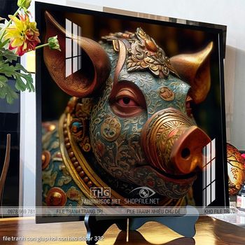 file tranh con giap hoi con heo decor 332