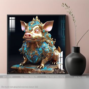 file tranh con giap hoi con heo decor 335
