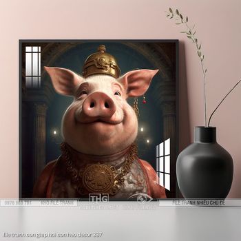file tranh con giap hoi con heo decor 337