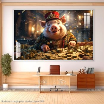 file tranh con giap hoi con heo decor 339