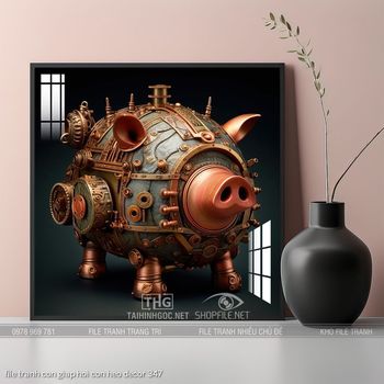 file tranh con giap hoi con heo decor 347