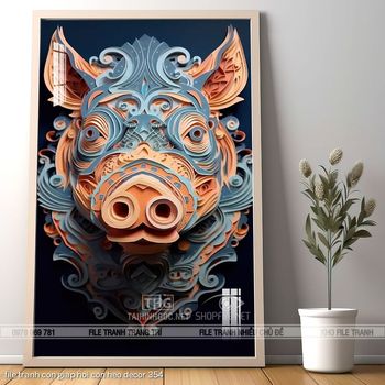 file tranh con giap hoi con heo decor 354