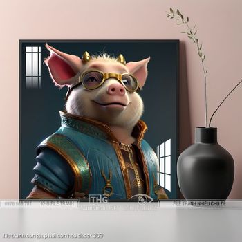 file tranh con giap hoi con heo decor 359