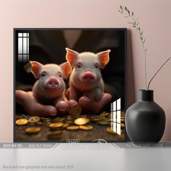 file tranh con giap hoi con heo decor 366
