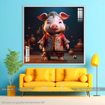 file tranh con giap hoi con heo decor 367