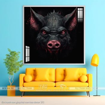 file tranh con giap hoi con heo decor 371