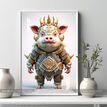 file tranh con giap hoi con heo decor 375