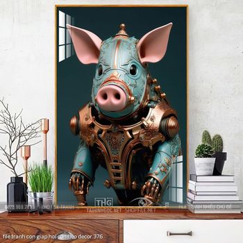 file tranh con giap hoi con heo decor 376