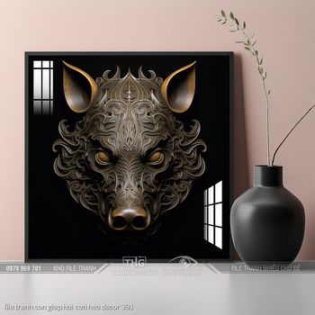 file tranh con giap hoi con heo decor 391