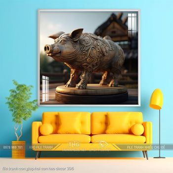 file tranh con giap hoi con heo decor 396
