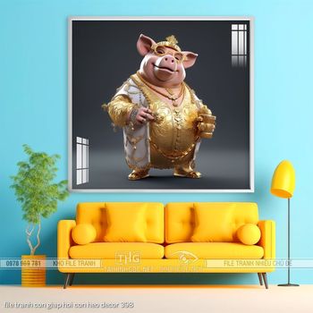 file tranh con giap hoi con heo decor 398