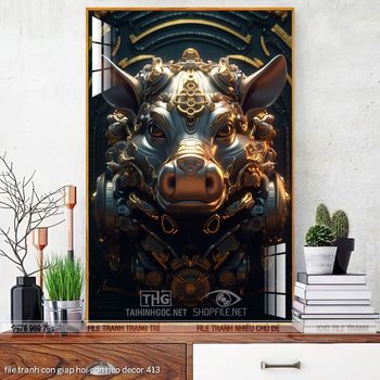 file tranh con giap hoi con heo decor 413