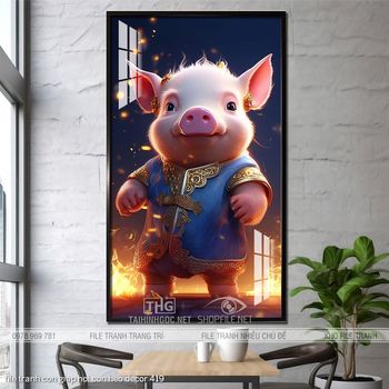 file tranh con giap hoi con heo decor 419