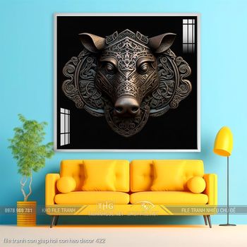 file tranh con giap hoi con heo decor 422