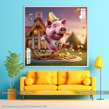 file tranh con giap hoi con heo decor 435