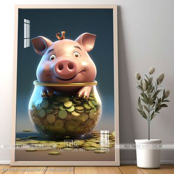 file tranh con giap hoi con heo decor 437