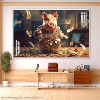 file tranh con giap hoi con heo decor 443