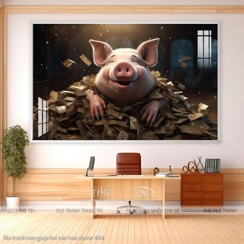 file tranh con giap hoi con heo decor 454
