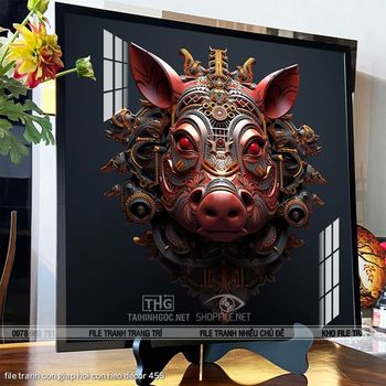 file tranh con giap hoi con heo decor 455