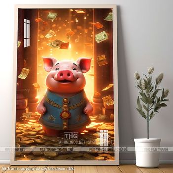 file tranh con giap hoi con heo decor 458