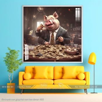 file tranh con giap hoi con heo decor 465