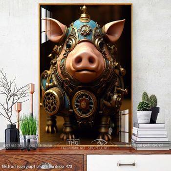 file tranh con giap hoi con heo decor 473