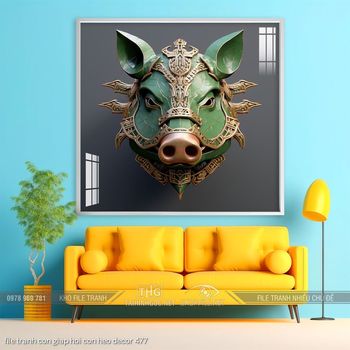 file tranh con giap hoi con heo decor 477