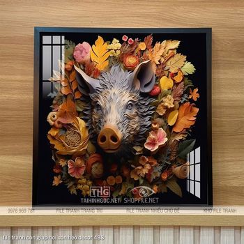 file tranh con giap hoi con heo decor 488