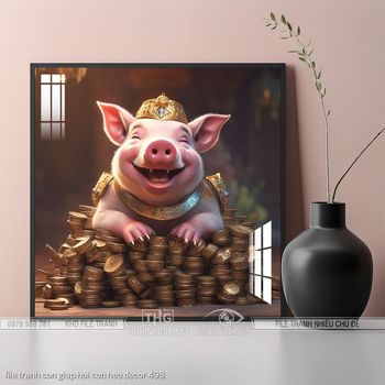 file tranh con giap hoi con heo decor 498