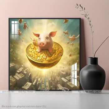 file tranh con giap hoi con heo decor 501