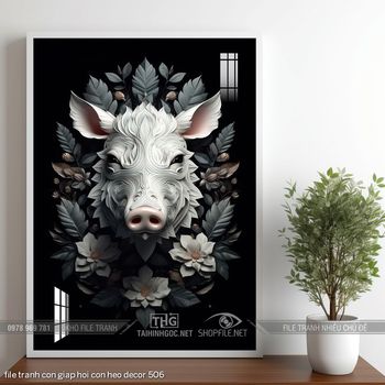 file tranh con giap hoi con heo decor 506