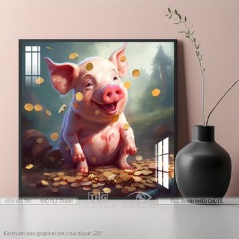 file tranh con giap hoi con heo decor 507