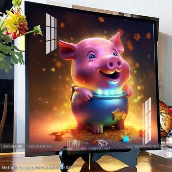 file tranh con giap hoi con heo decor 534