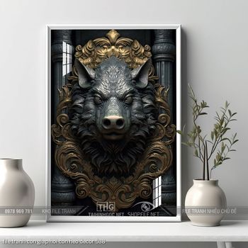 file tranh con giap hoi con heo decor 538