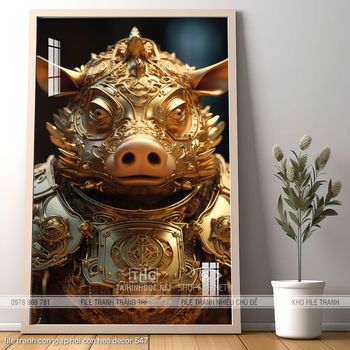 file tranh con giap hoi con heo decor 547
