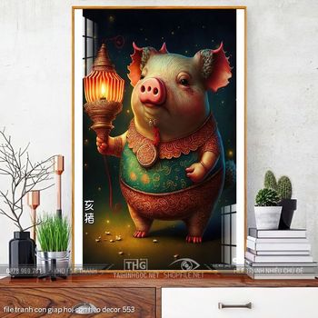 file tranh con giap hoi con heo decor 553
