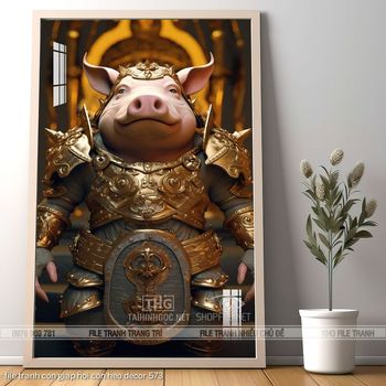 file tranh con giap hoi con heo decor 573