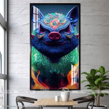 file tranh con giap hoi con heo decor 577