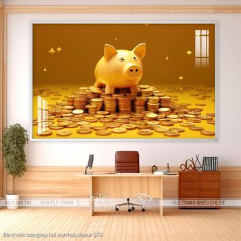 file tranh con giap hoi con heo decor 579